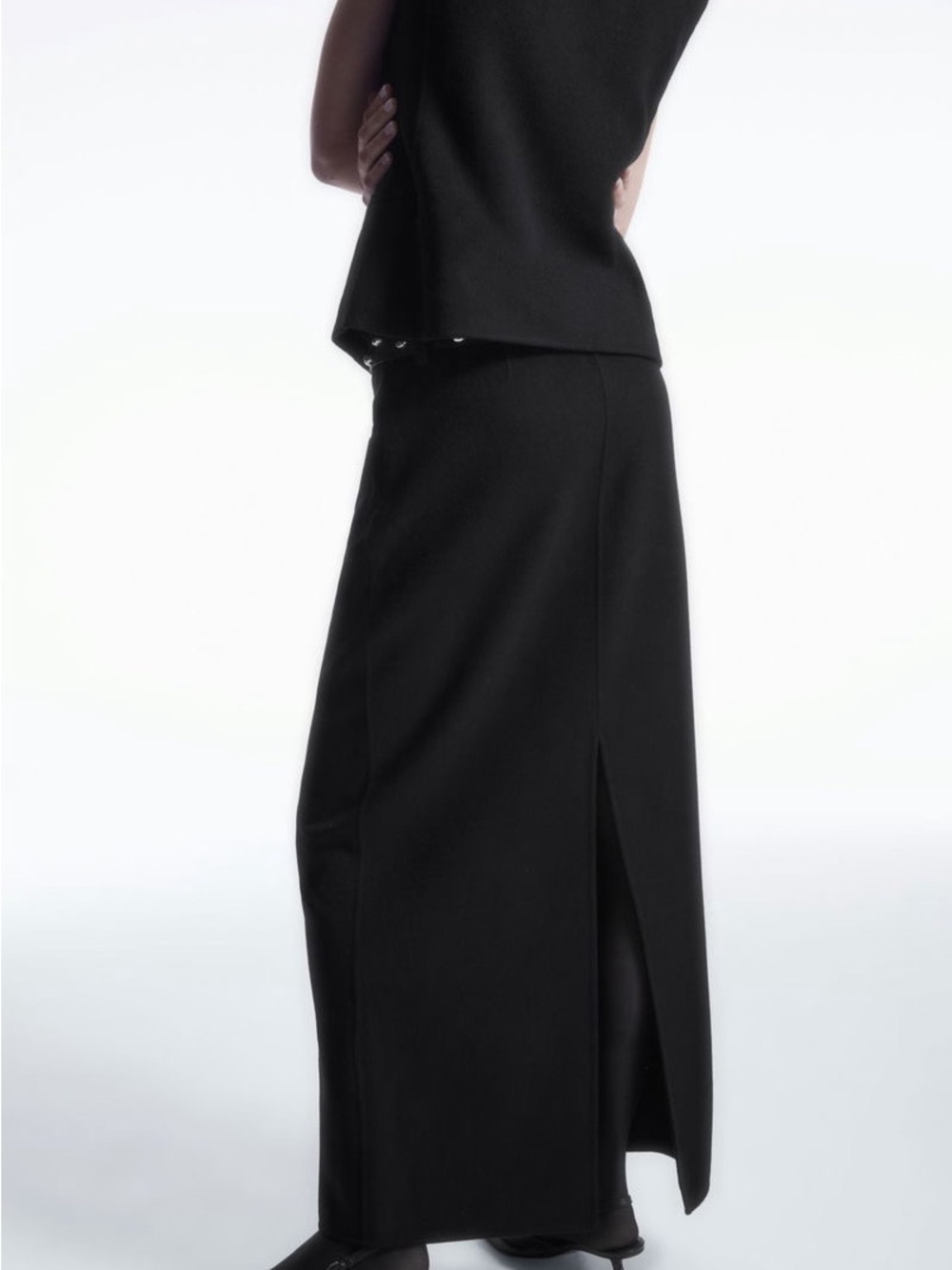 COS Classic Black Maxi Pencil Skirt 100% Wool Size 8